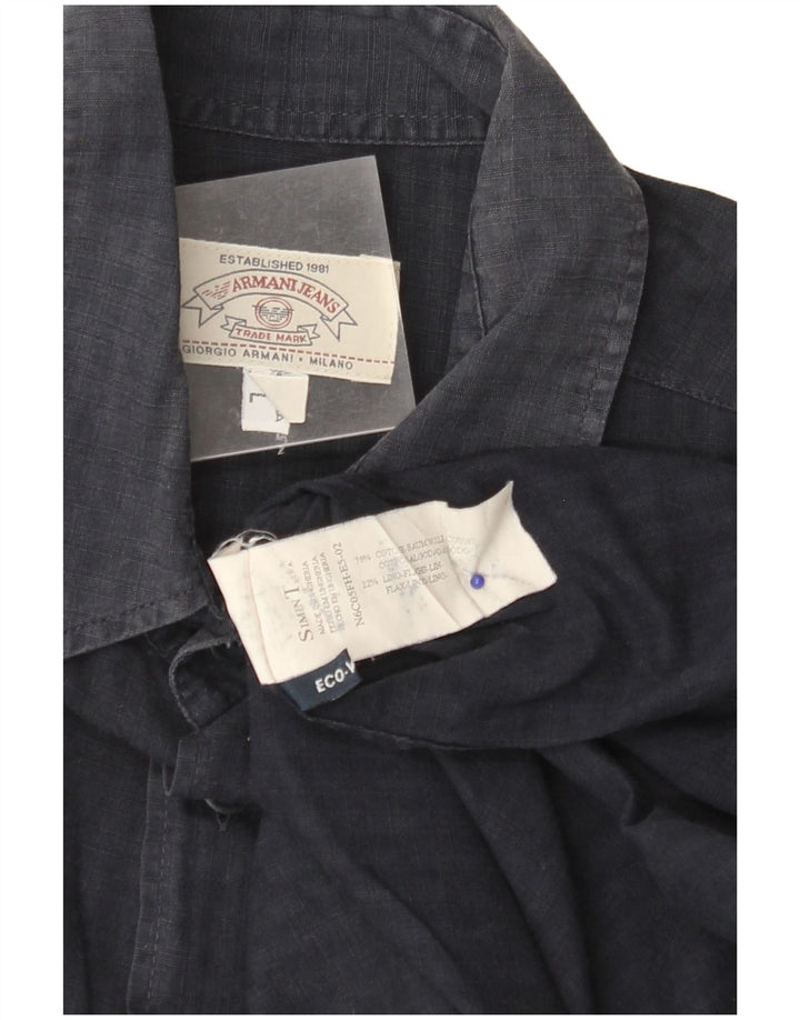 Мужская рубашка ARMANI JEANS, большая темно-синяя хлопковая полоска