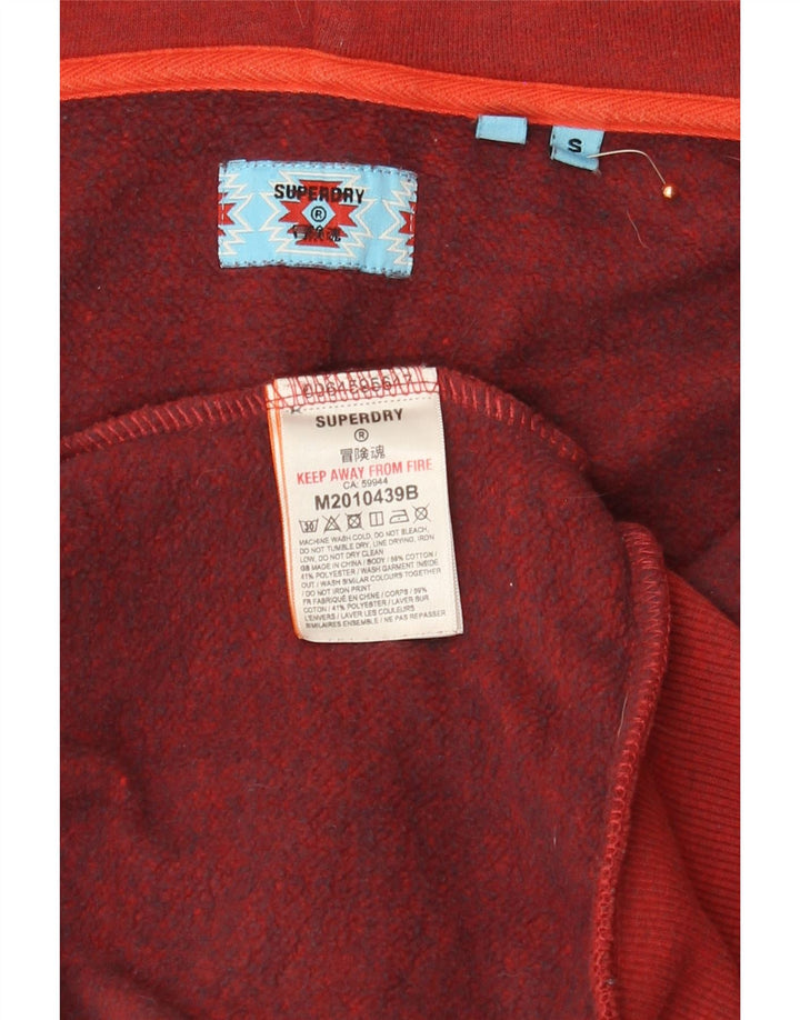 Мужской свитер с капюшоном на молнии Superdry, маленький красный, хлопковый