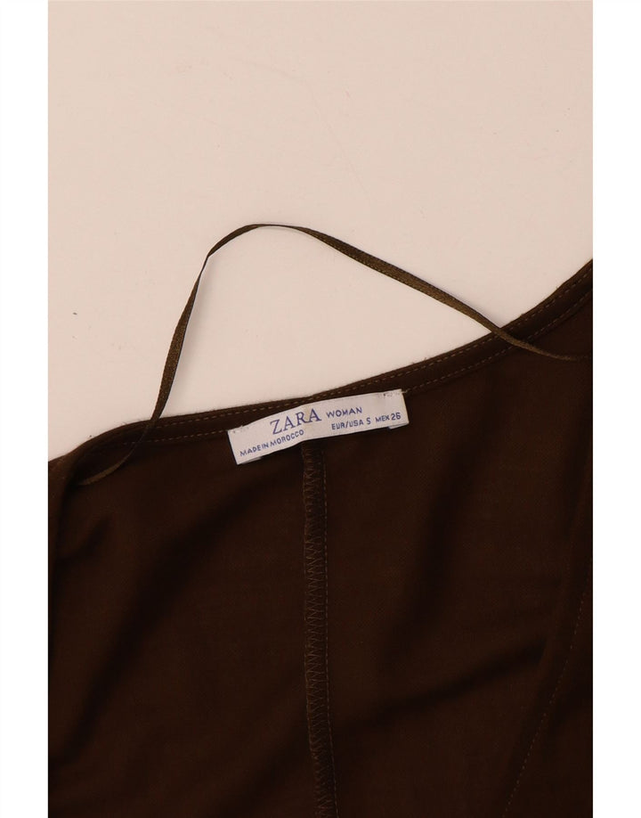 Женский комбинезон с длинными рукавами ZARA UK 10, маленький размер, коричневый, вискоза