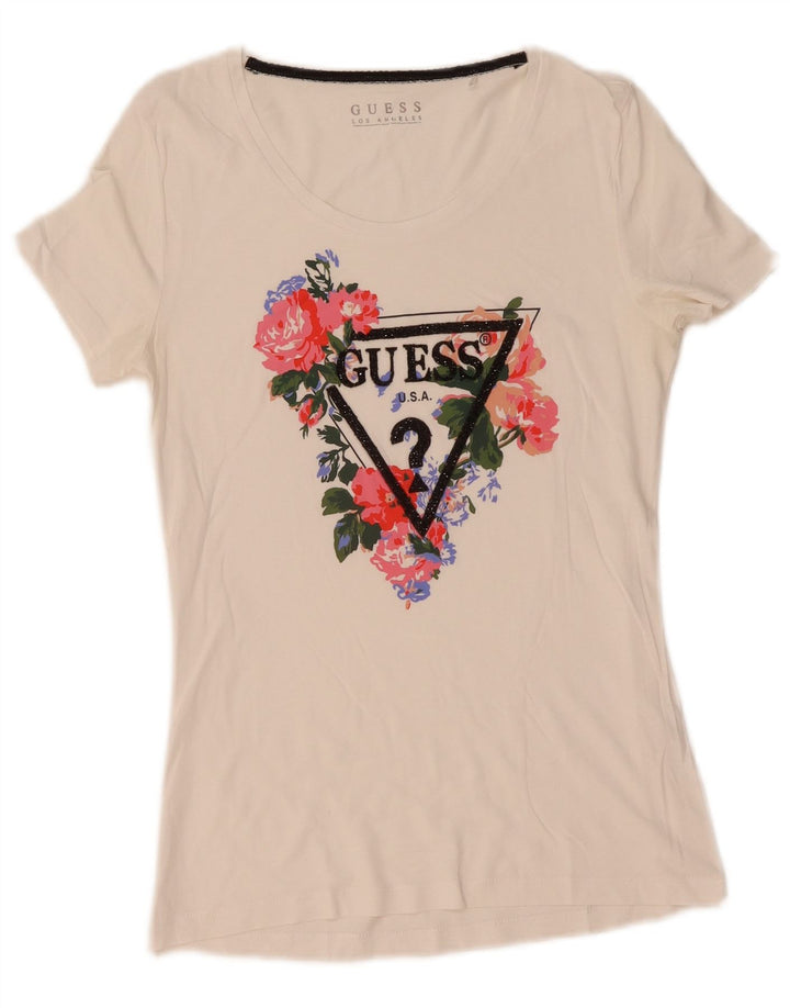 Женская футболка с рисунком Guess Top UK 12, средний белый