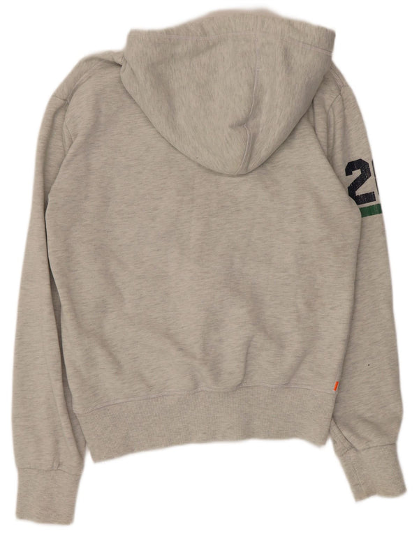Женский джемпер с капюшоном Superdry Oversized с рисунком, UK 10, маленький, серый, хлопок