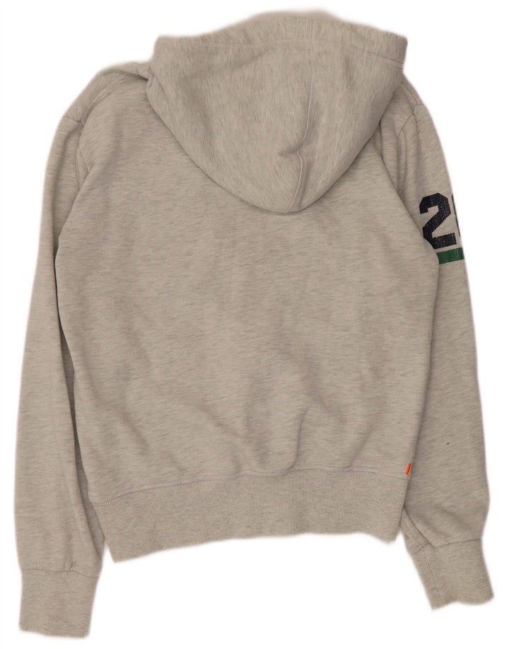 Женский джемпер с капюшоном Superdry Oversized с рисунком, UK 10, маленький, серый, хлопок