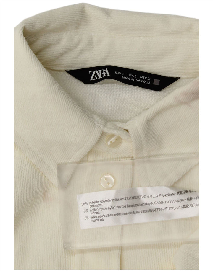 Женская вельветовая рубашка оверсайз Zara UK 10, маленький размер, белый полиэстер