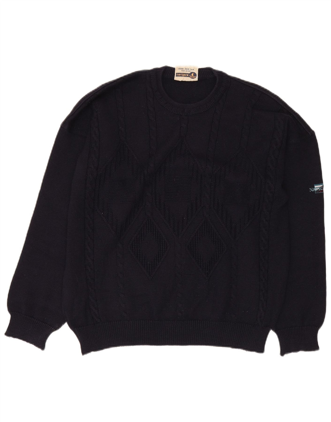 Мужской джемпер Navigare с круглым вырезом, большой темно-синий с узором аргайл/бриллиант