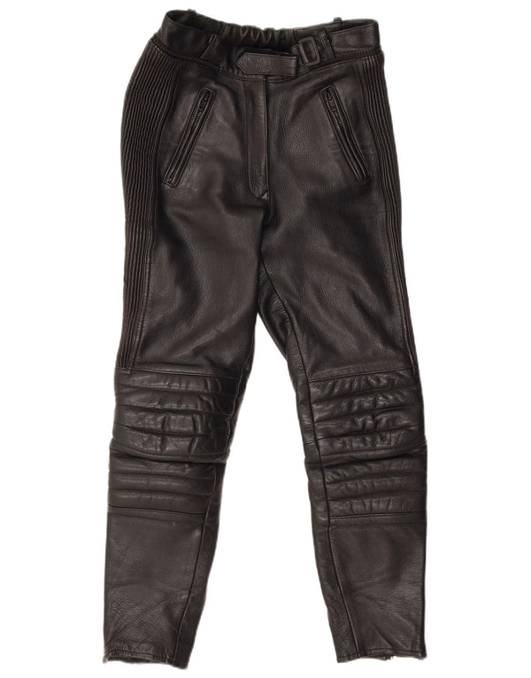 Винтажные женские кожаные брюки для мотогонщиков IT 38 XS W26 L27, черные кожаные
