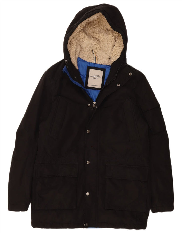 Мужская стеганая куртка с капюшоном Jack & Jones UK 36, маленькая, черный, полиэстер
