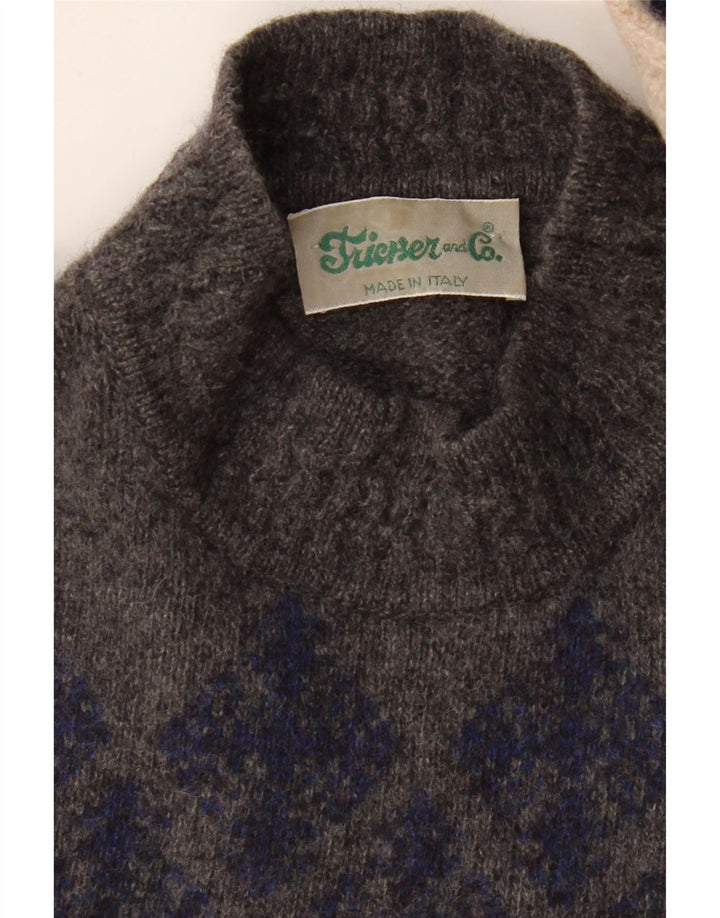 VINTAGE Мужской джемпер с высоким воротником XL Бежевый Argyle/Diamond