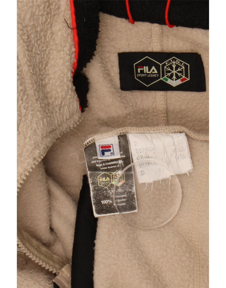 Мужская флисовая куртка Fila UK 40, большая, бежевая, полиэстер с цветными блоками