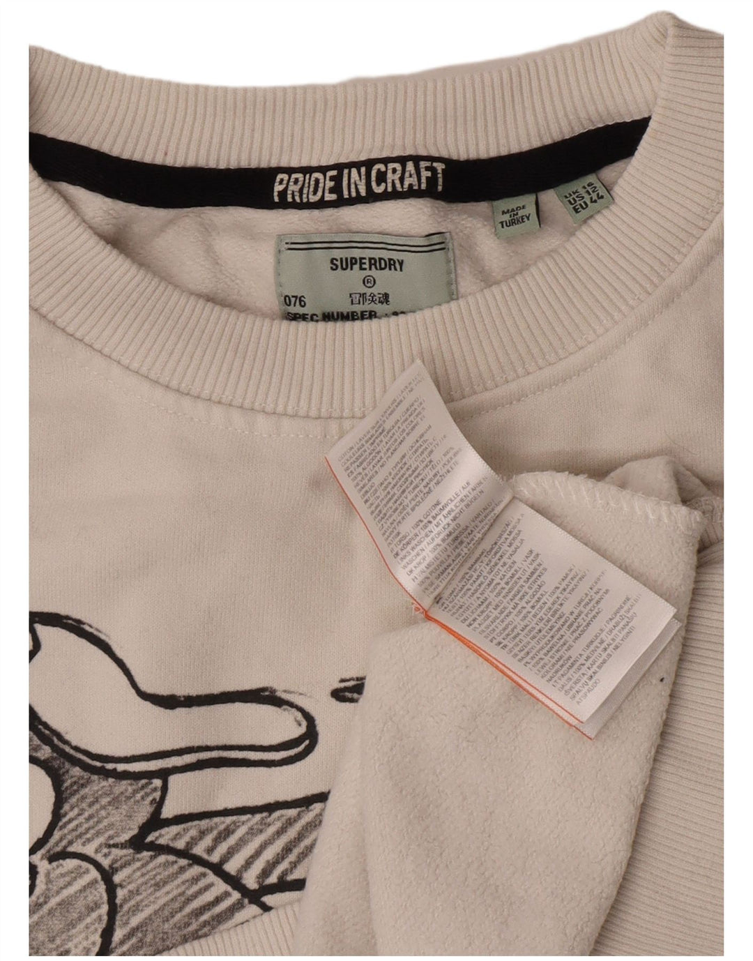 Женский джемпер оверсайз с рисунком Superdry UK 16, большой белый