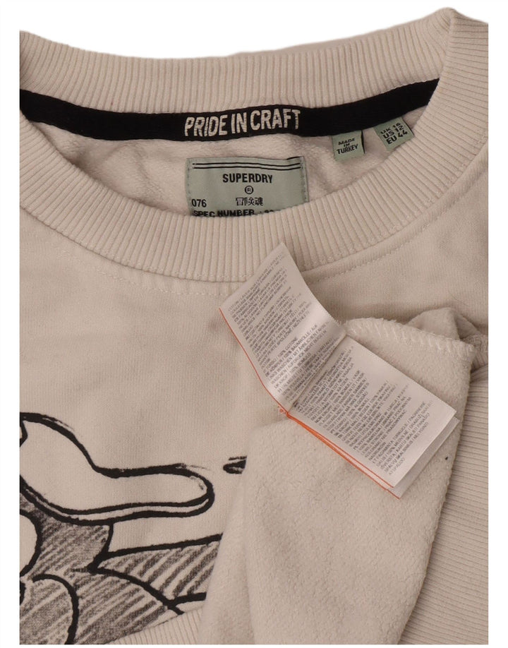 Женский джемпер оверсайз с рисунком Superdry UK 16, большой белый