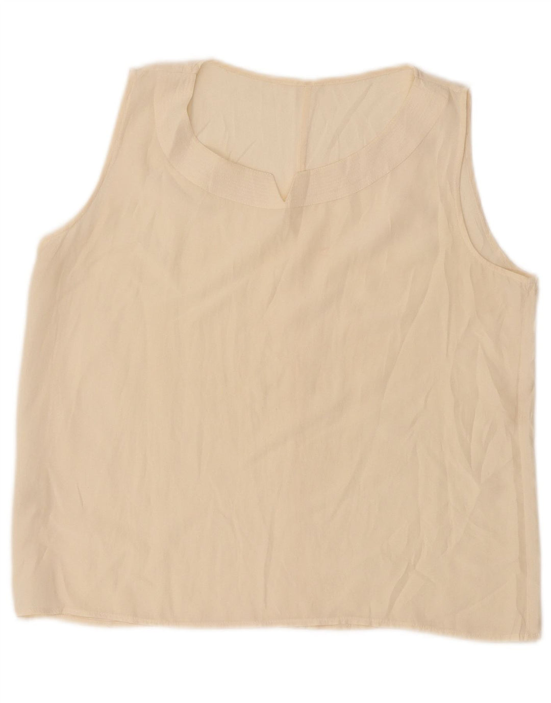 Винтажная женская укороченная блузка без рукавов, Великобритания, 14, большой белый шелковый цвет