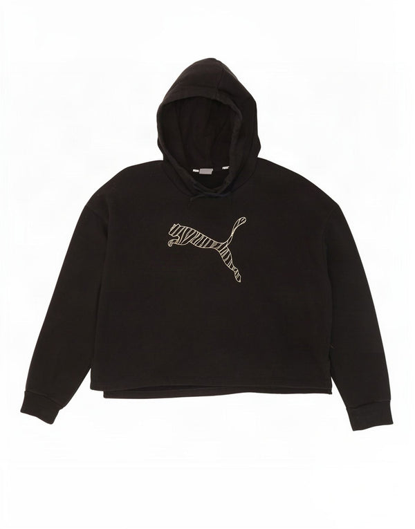 Мужской джемпер с капюшоном Puma Oversized с рисунком UK 14, средний черный хлопок