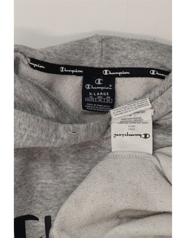 Мужской джемпер с капюшоном CHAMPION с рисунком XL, серый хлопок с крапинками