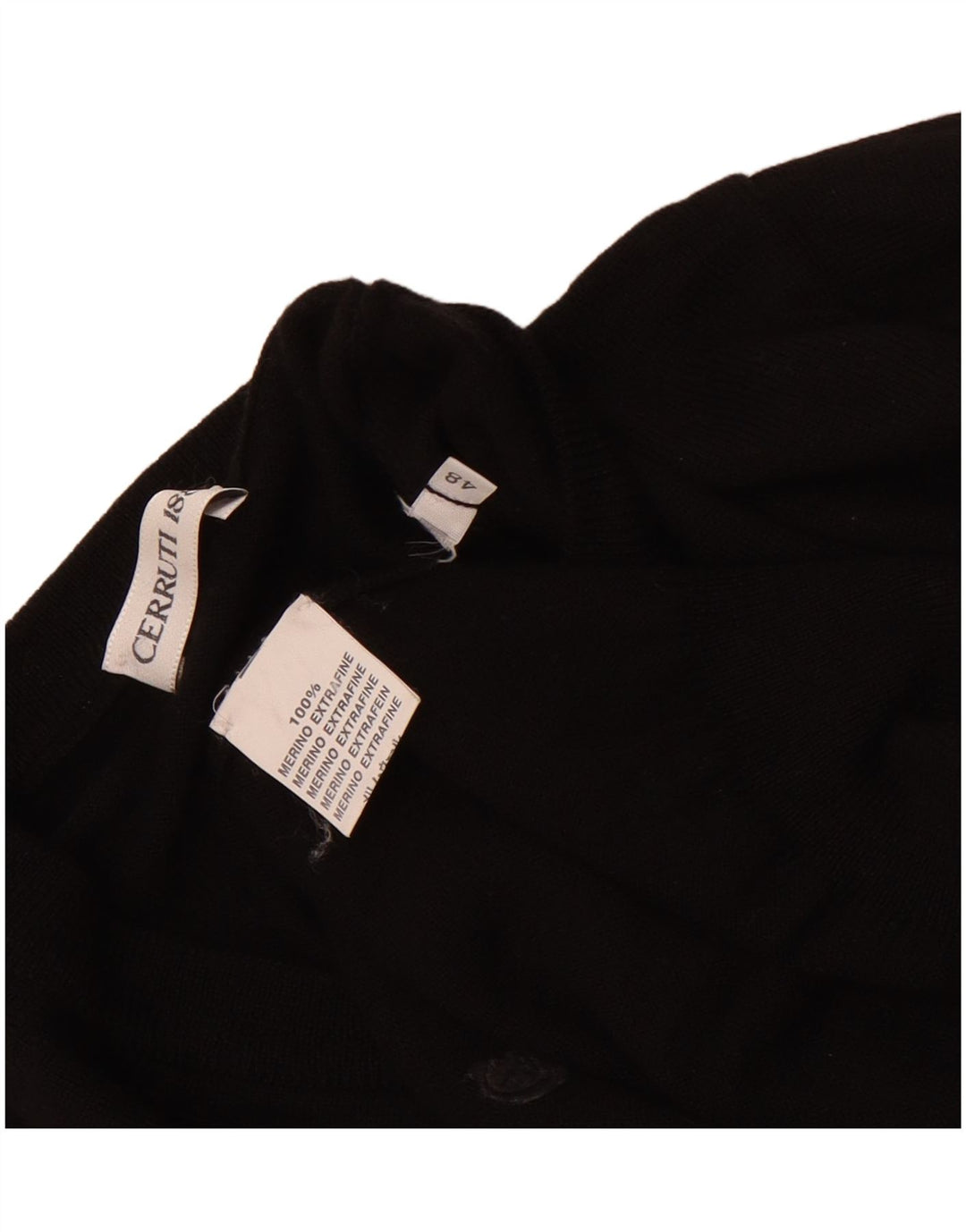 Мужской джемпер с v-образным вырезом Cerruti 1881 IT 48, средний черный из мериносовой шерсти
