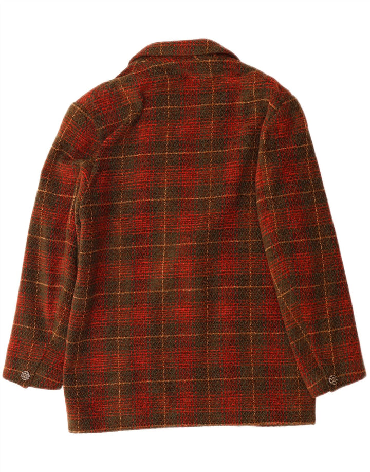 ВИНТАЖНЫЙ женский пиджак на 2 пуговицах, США 10, большая красная клетка, акрил