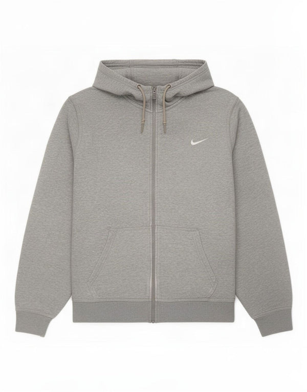 Мужской свитер с капюшоном на молнии Nike, большой серый, хлопковый
