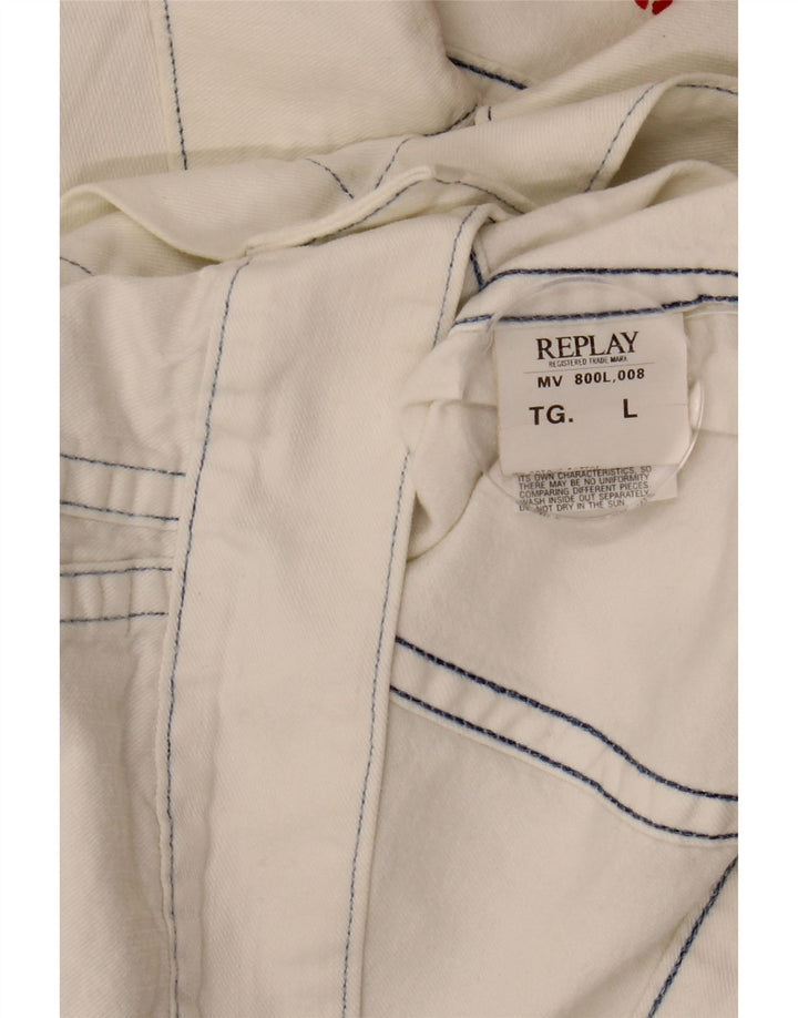 Мужская джинсовая куртка REPLAY UK 40, большой белый хлопок, хлопок