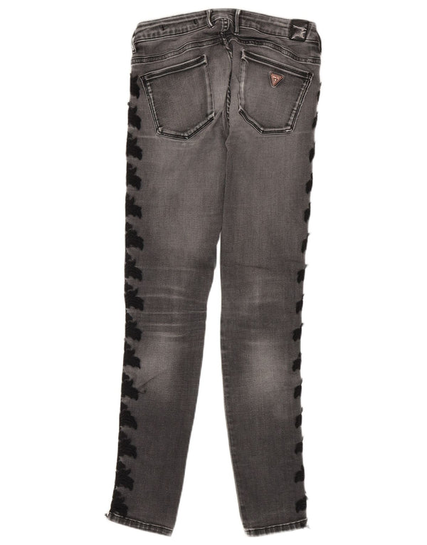 Женские джинсы скинни Guess W26 L29 серые, хлопок с пейсли