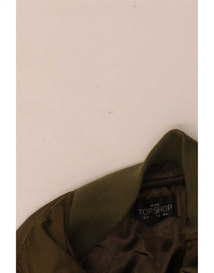 Женский бомбер Topshop UK 6 XS, полиэстер цвета хаки