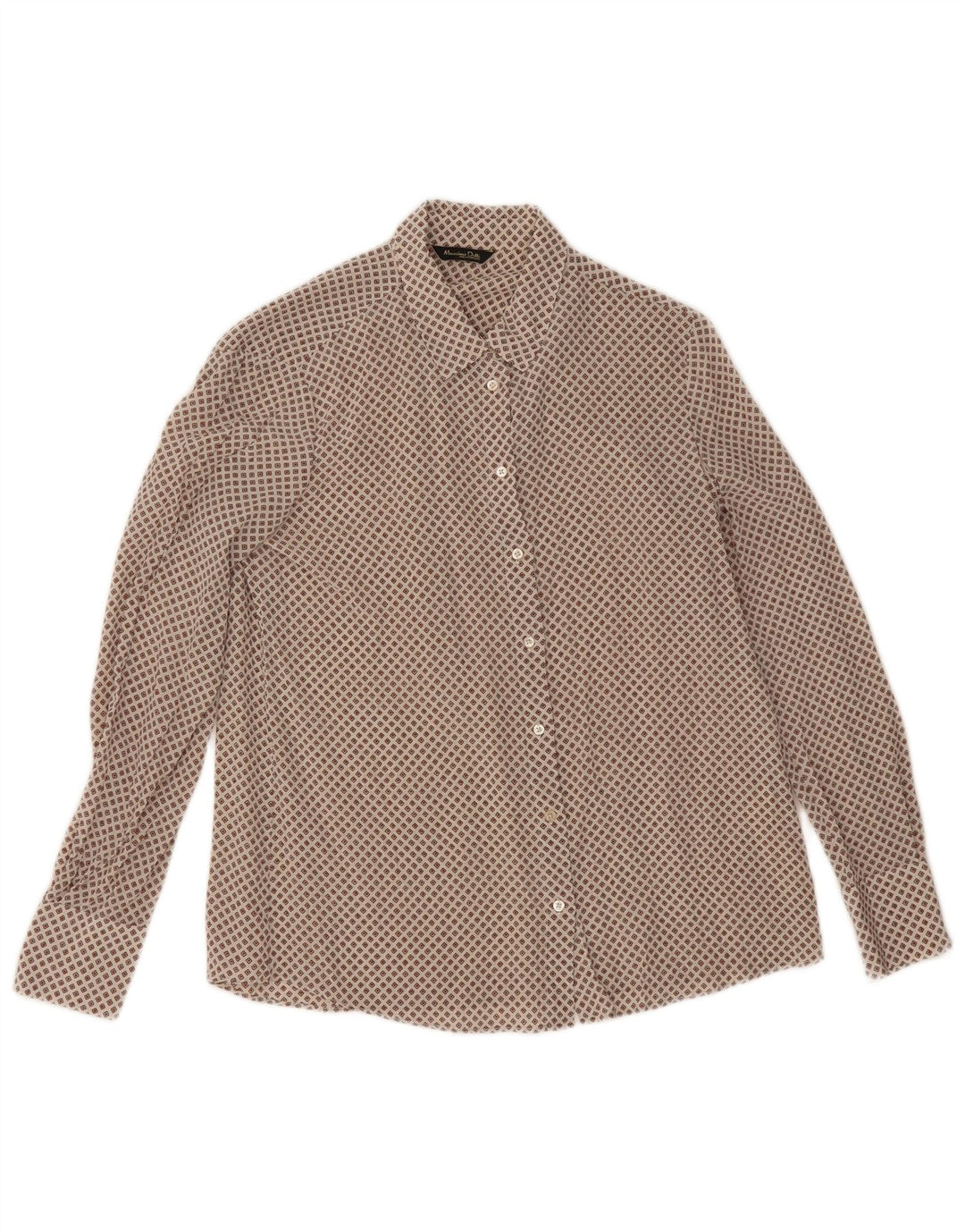 Женская блузка-рубашка Massimo Dutti EU 38, маленькая, бежевый, шелковый с геометрическим рисунком