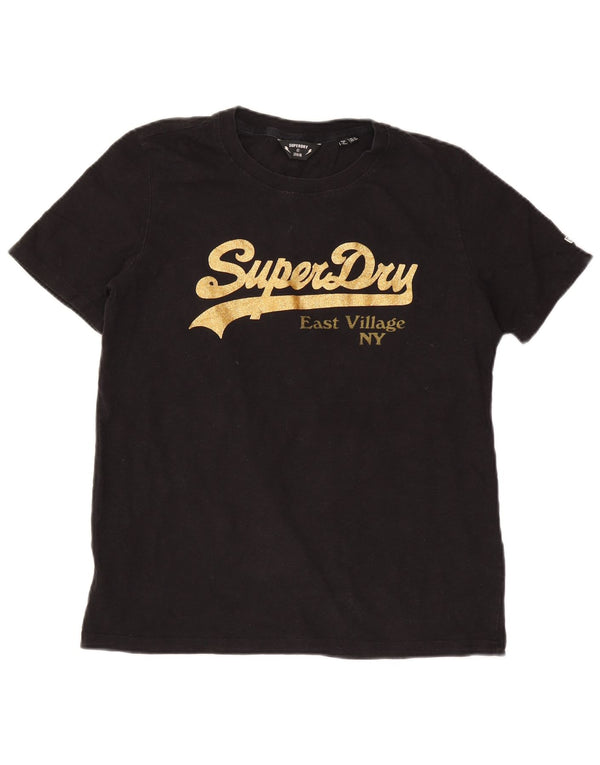 Женская футболка с рисунком Superdry Top UK 12, средний черный хлопок