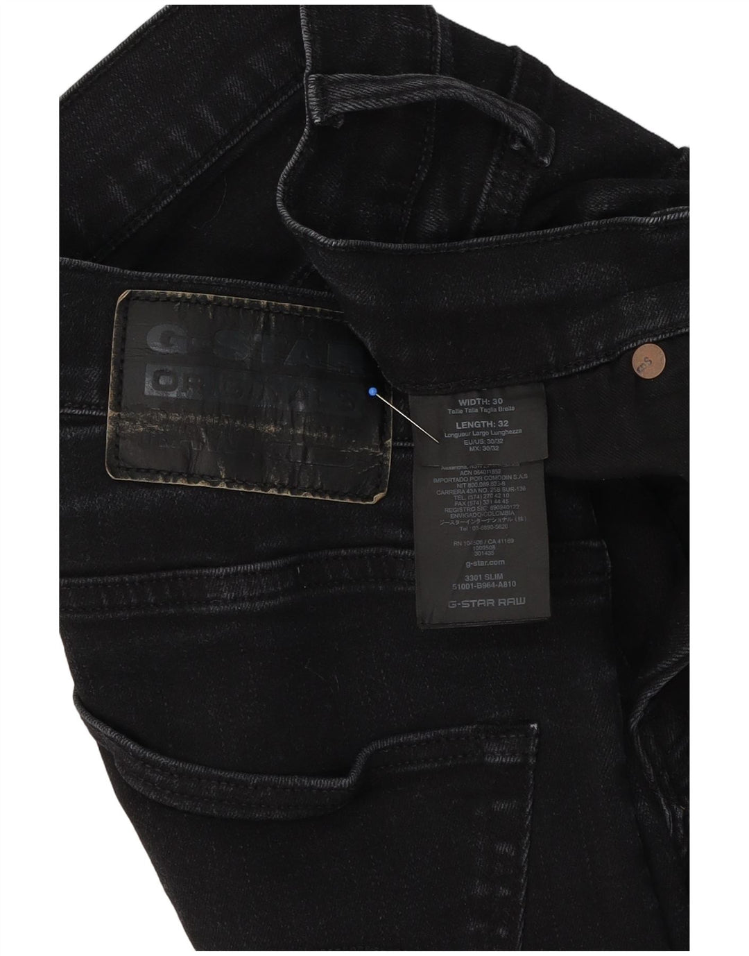 Мужские джинсы G-Star 3301 Slim W30 L32 черные