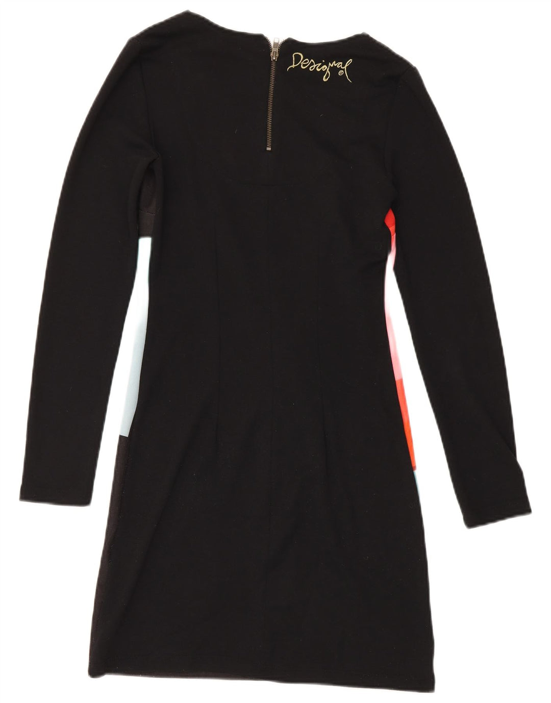 Женское базовое платье Desigual UK 12, средний черный полиэстер с геометрическим рисунком