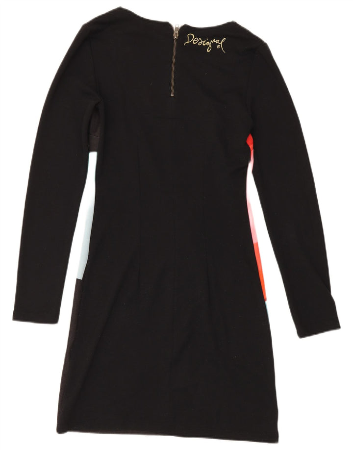 Женское базовое платье Desigual UK 12, средний черный полиэстер с геометрическим рисунком