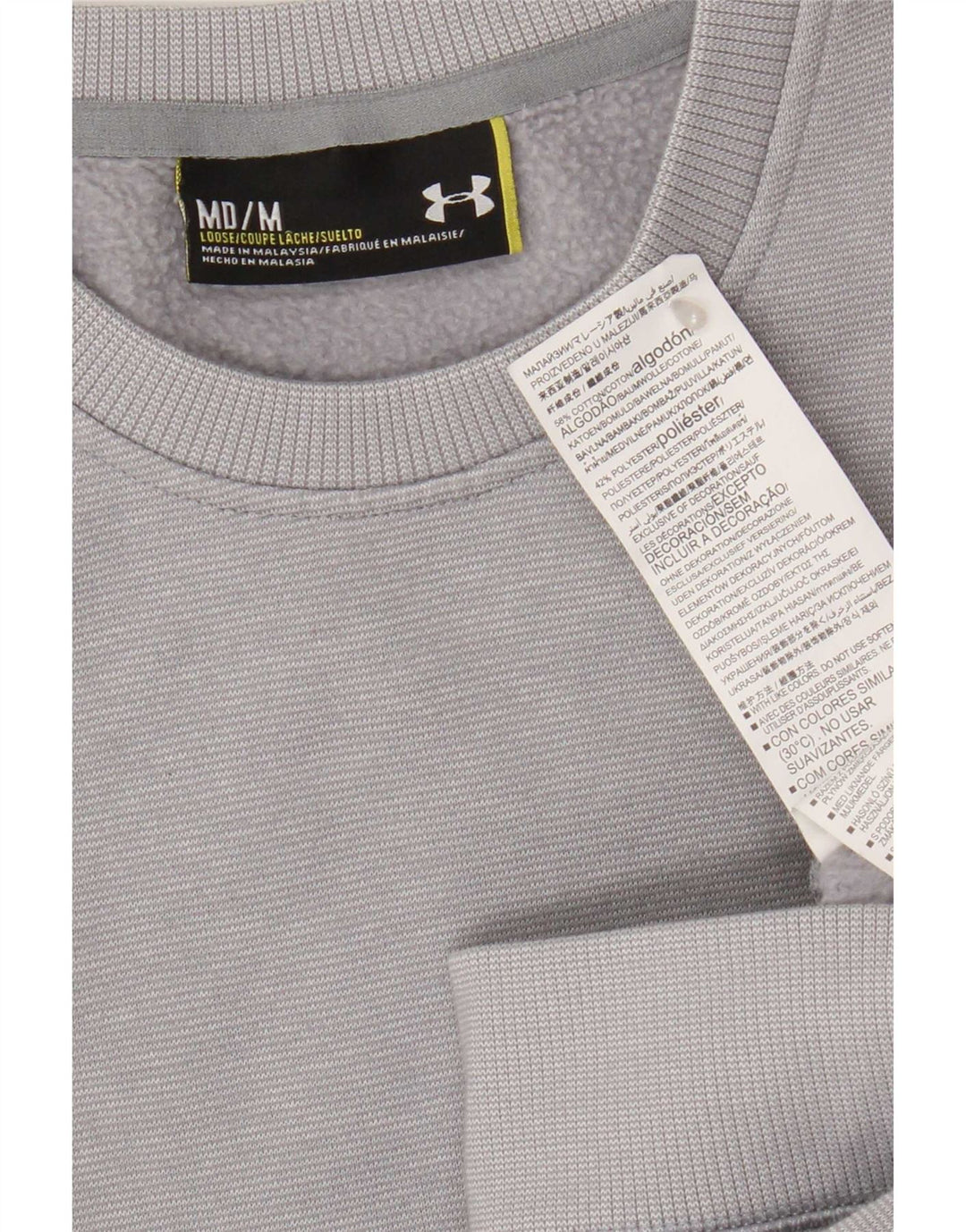 Мужской свитшот Under Armour, хлопковый джемпер среднего серого цвета