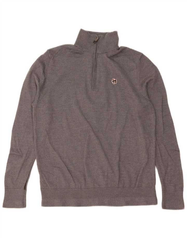 Мужской джемпер с воротником на молнии TED BAKER, размер 6, 2XL, серая шерсть