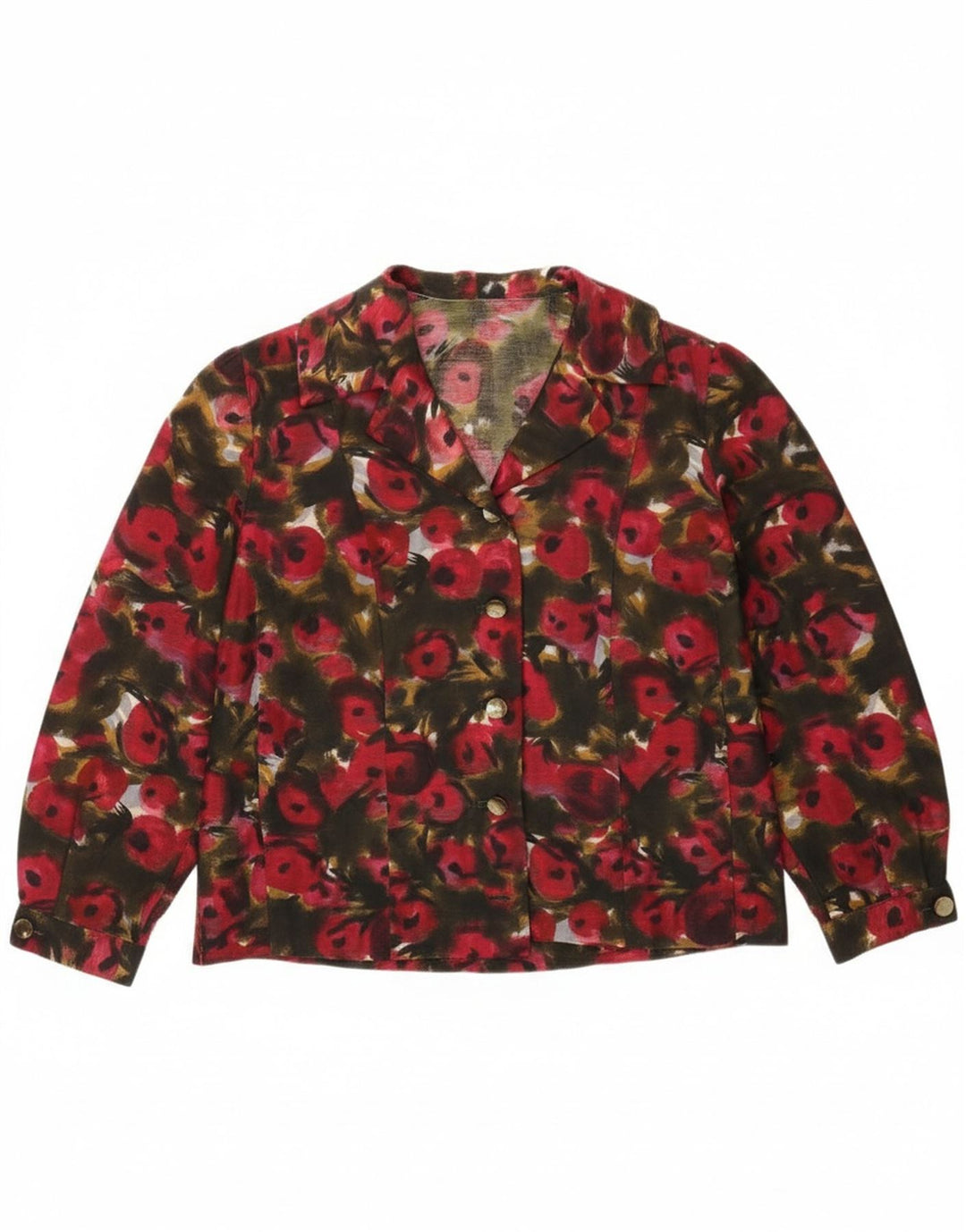 Винтажная женская блузка-рубашка UK 16, большая разноцветная с цветочным принтом