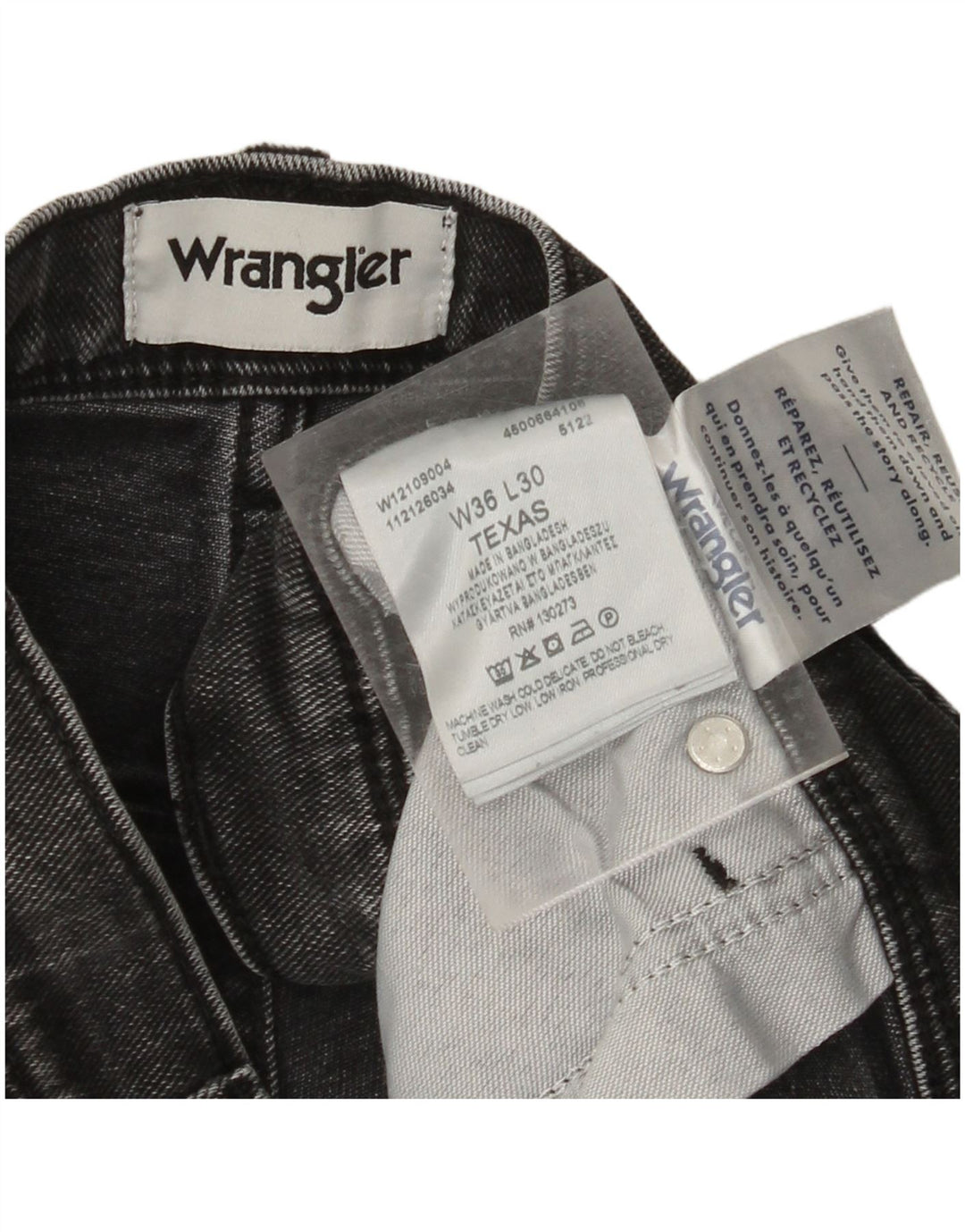 Мужские прямые джинсы WRANGLER Texas W36 L30, черный хлопок