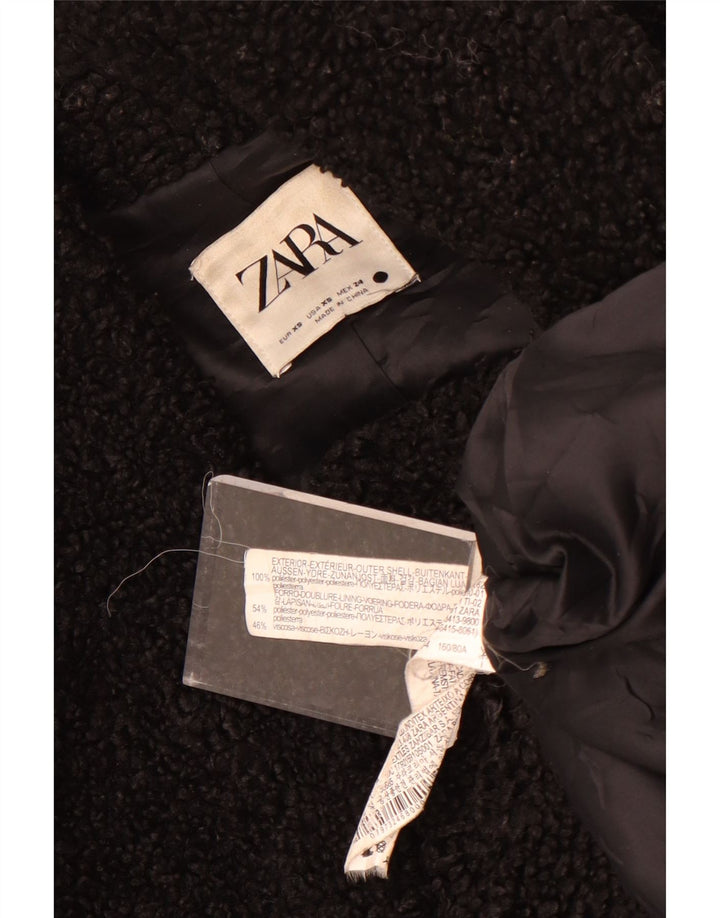 Женское флисовое пальто большого размера Zara UK 6 XS, черный полиэстер