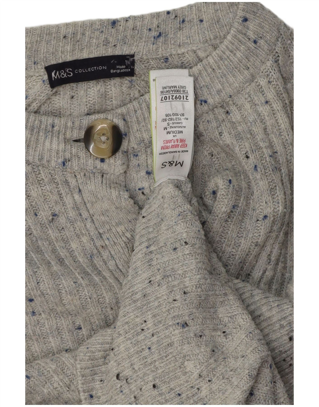 Женский кардиган Marks & Spencer UK 14, средний серый акрил в крапинку