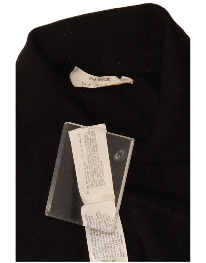 Женский джемпер с воротником поло Zara UK 12, средний черный, шерсть