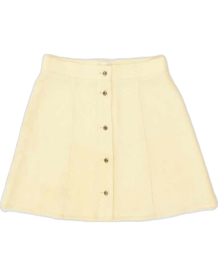 VINTAGE Womens Mini A-Line Skirt W28 Medium Yellow Viscose | Vintage Vintage | Thrift | Second-Hand Vintage | Used Clothing | Messina Hembry 