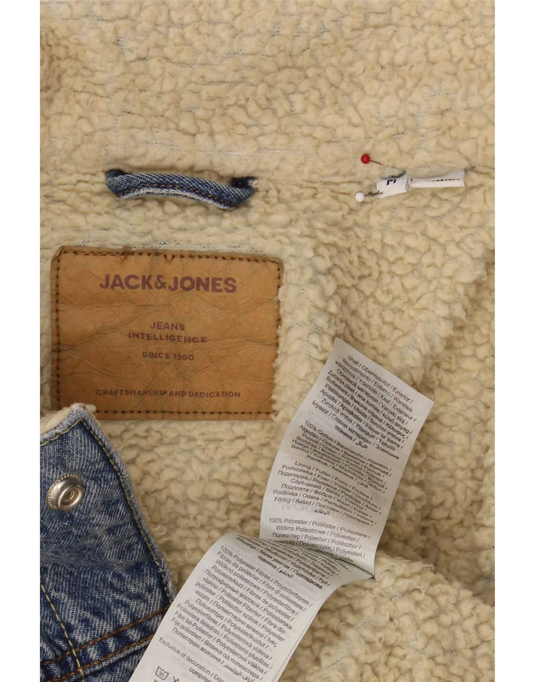 Мужская джинсовая куртка из шерпы Jack & Jones UK 38, средний синий хлопок