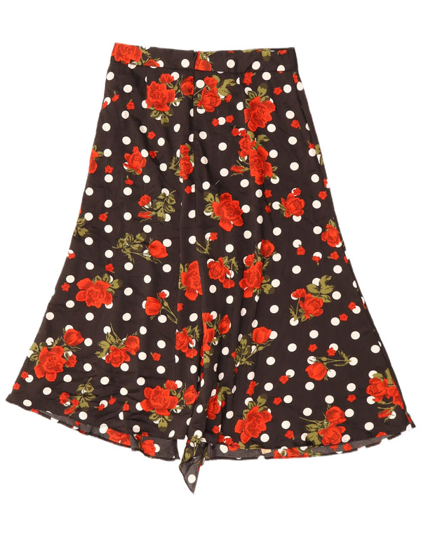 Женская асимметричная юбка-трапеция Zara Medium W30, черный полиэстер с цветочным принтом