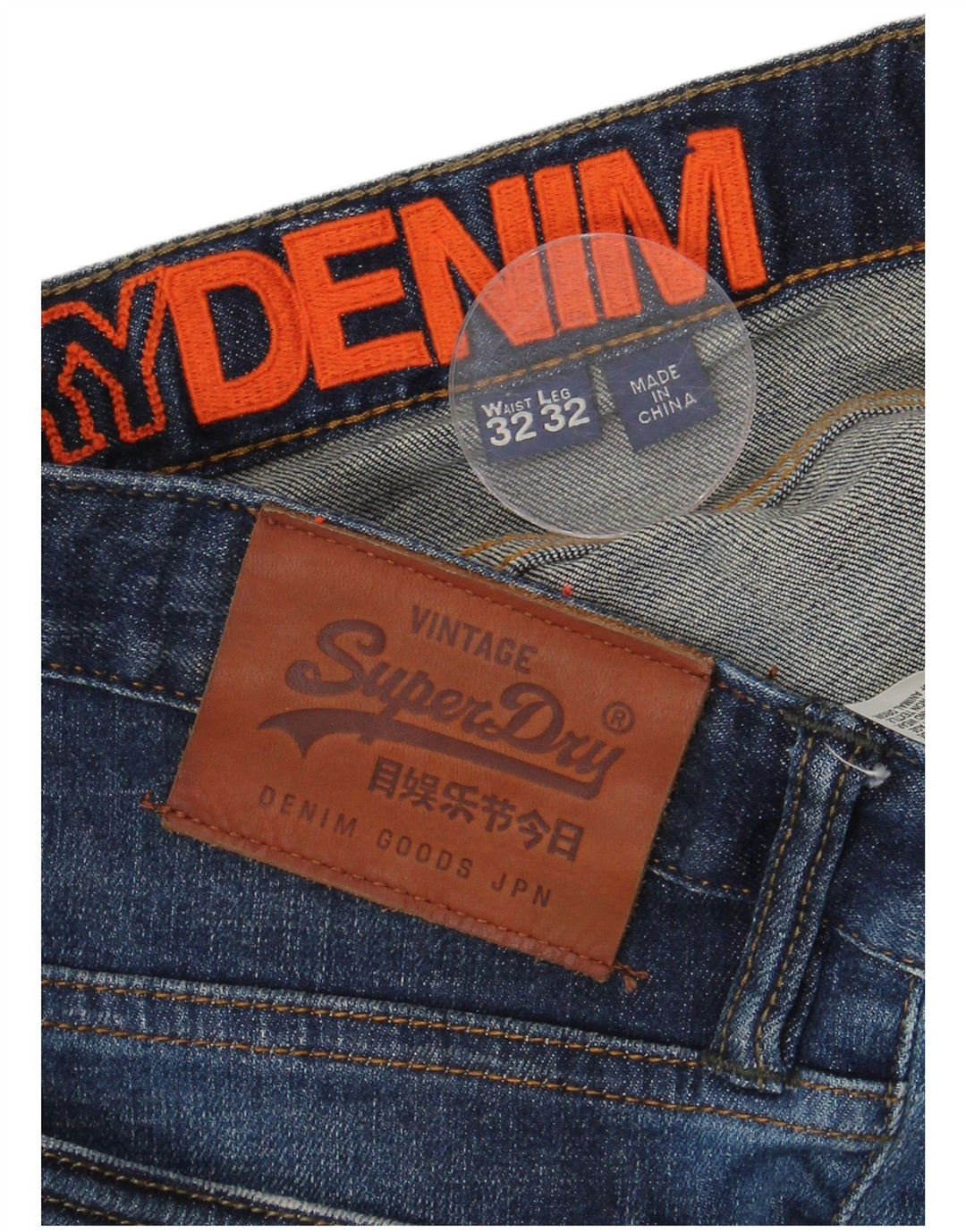 SUPERDRY Мужские потертые узкие джинсы W32 L29, синий хлопок