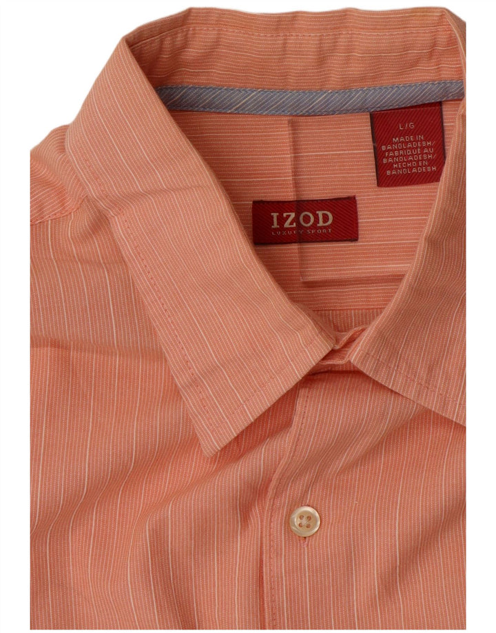 IZOD Мужская рубашка с коротким рукавом, хлопок, большая оранжевая полоска