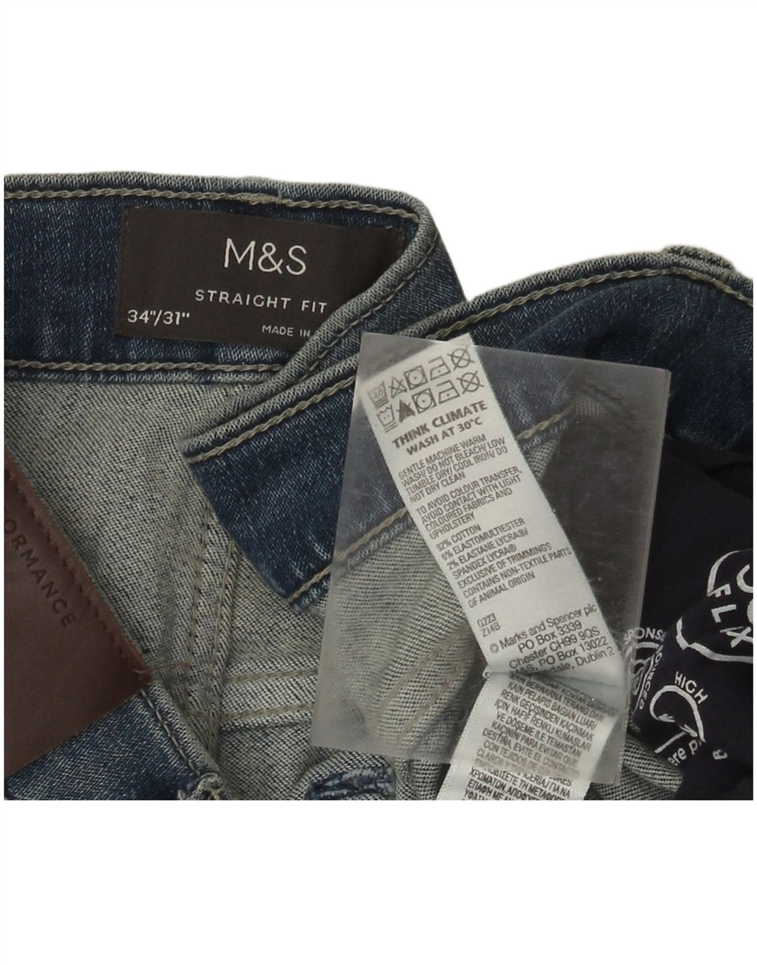 Мужские прямые джинсы Marks & Spencer W34 L31 синие, хлопок