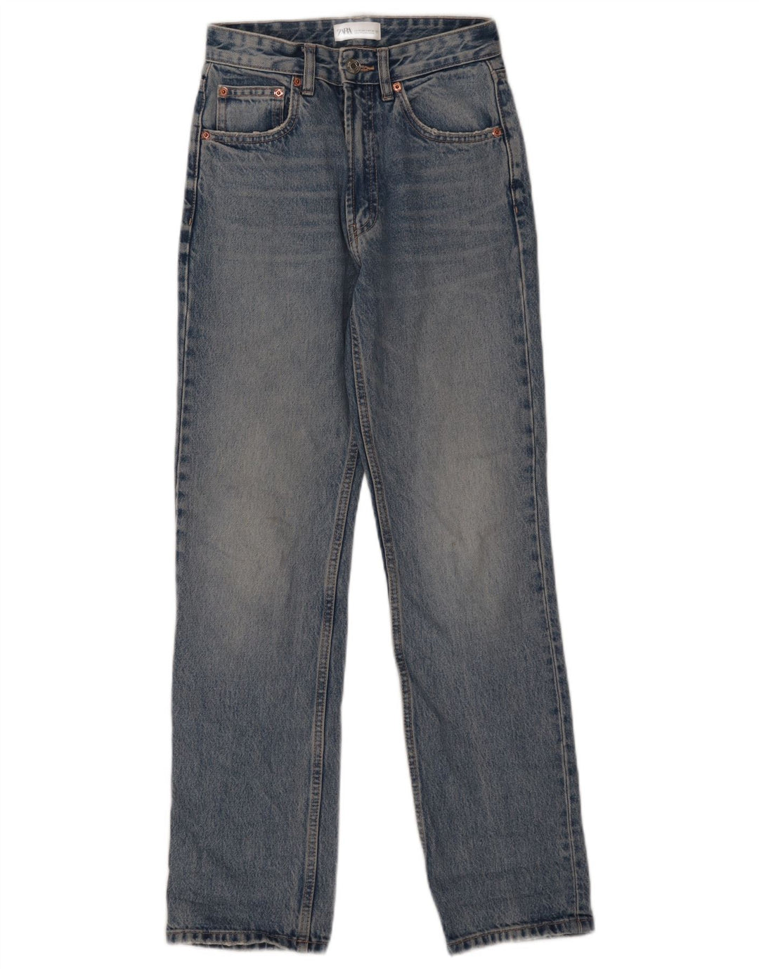 Женские прямые джинсы ZARA EU 34 2XS W24 L30, синий хлопок