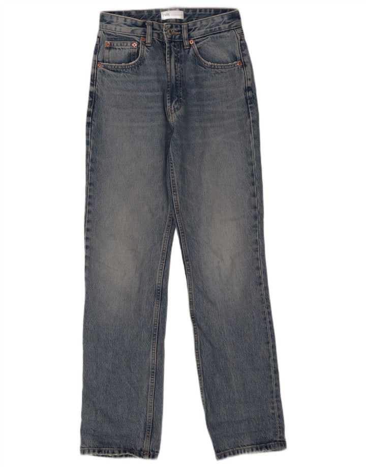 Женские прямые джинсы ZARA EU 34 2XS W24 L30, синий хлопок