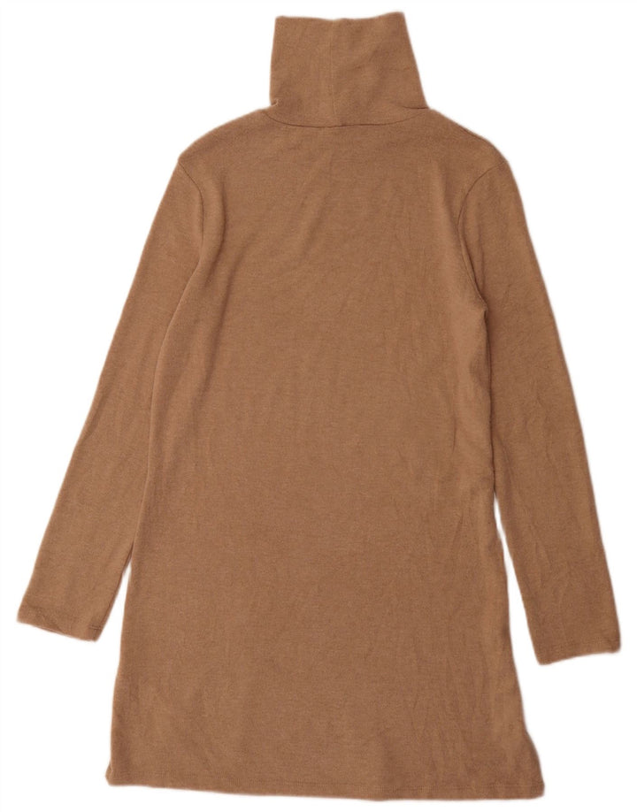Женское платье-джемпер Zara UK 8, маленькое коричневое из полиэстера