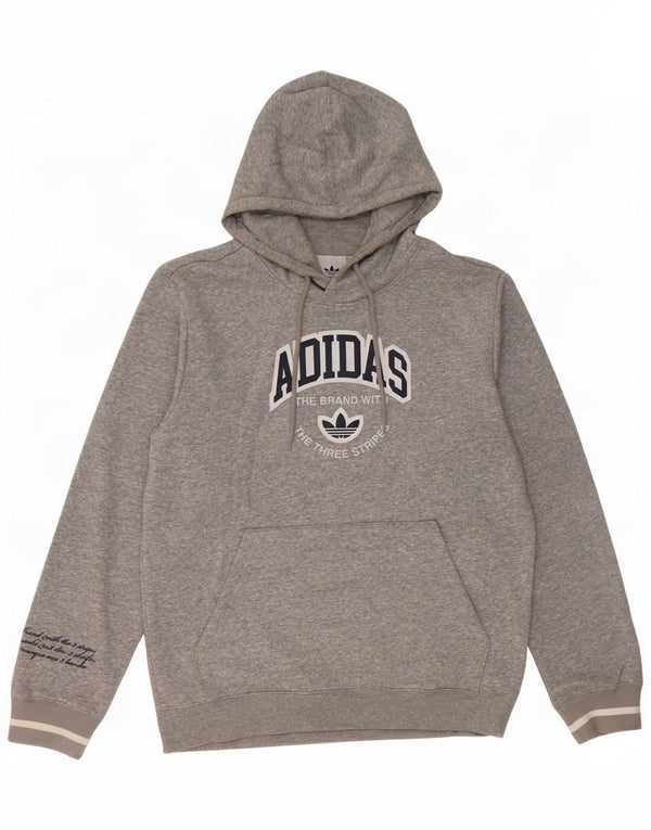 Мужской джемпер с капюшоном Adidas с рисунком, средний серый хлопок с крапинками