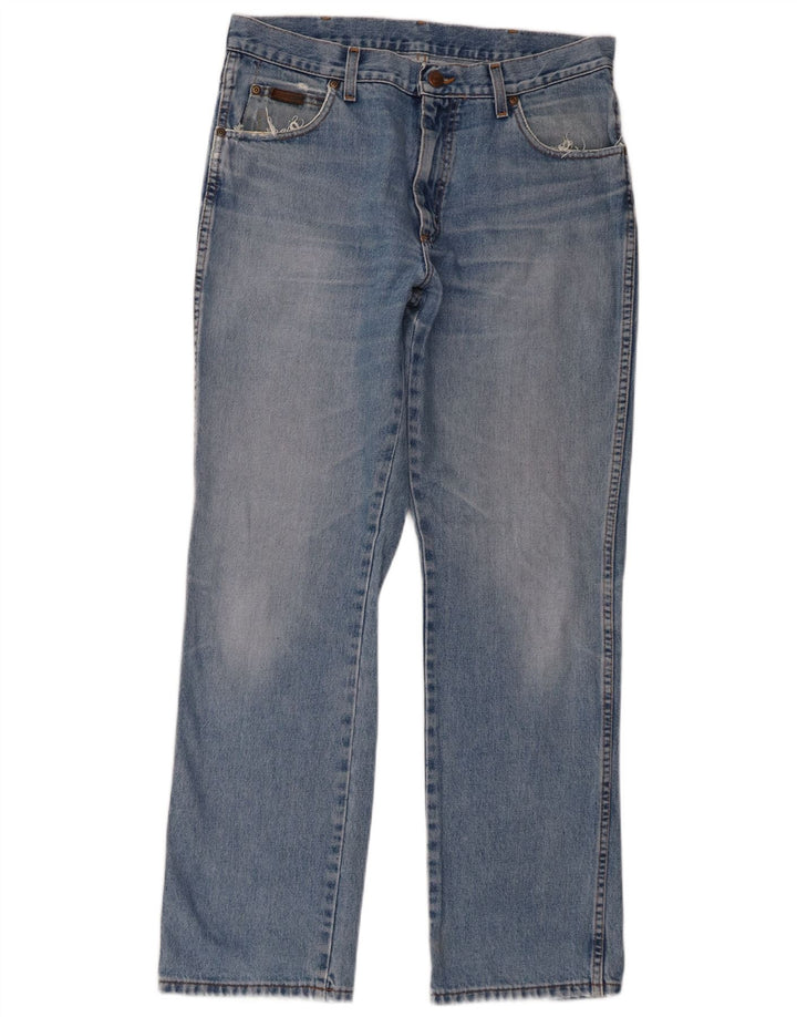 Мужские прямые джинсы Wrangler стандартного кроя W34 L32, синие, хлопок