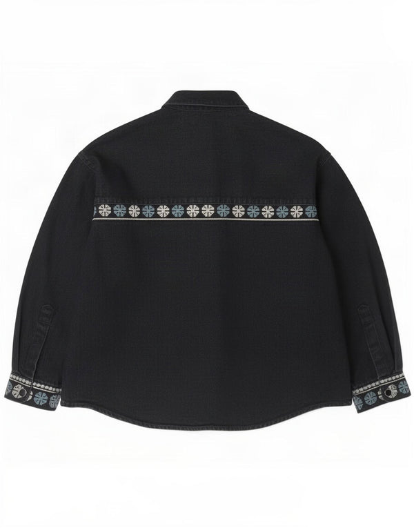 Женская рубашка оверсайз Zara UK 10, маленький размер, черный хлопок с геометрическим рисунком
