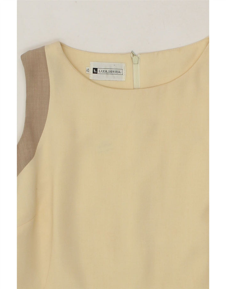 VINTAGE Womens Sleeveless Sheath Dress UK 12 Medium Beige Vintage Vintage and Second-Hand Vintage from Messina Hembry 
