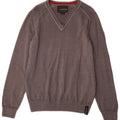 ENERGIE Womens V-Neck Jumper Sweater UK 14 Large Grey Wool