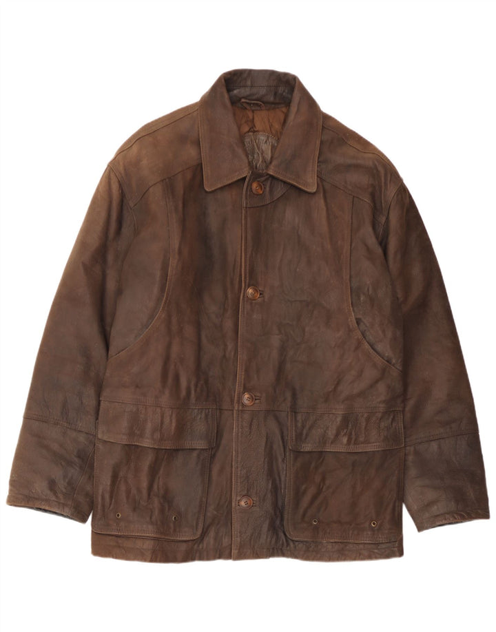 Винтажная мужская кожаная ветровка IT 48 Medium Brown Leather